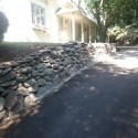 New Stone Retaining Wall and Granite Steps in Weston MA